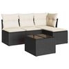 vidaXL Set de muebles de jard&iacute;n 5 pzas y cojines rat&aacute;n sint&eacute;tico negro