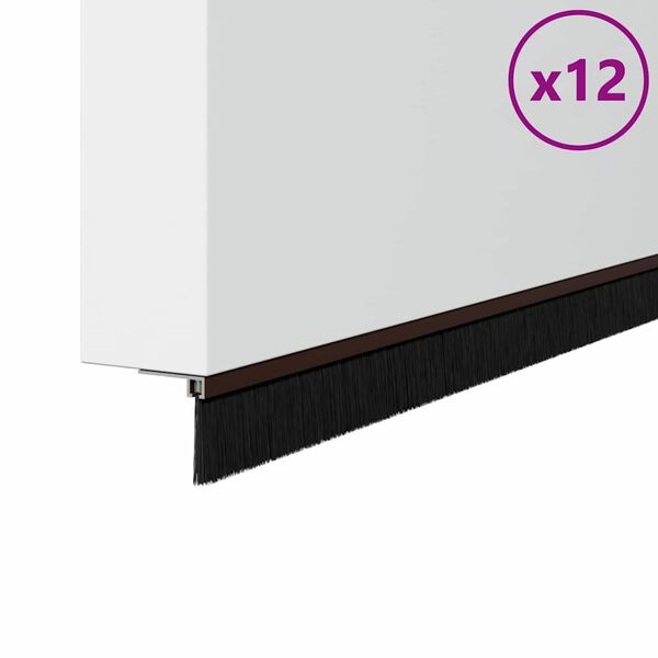 vidaXL Sellos de cepillo de puerta atornillables 12 pcs Marr&oacute;n 100 cm