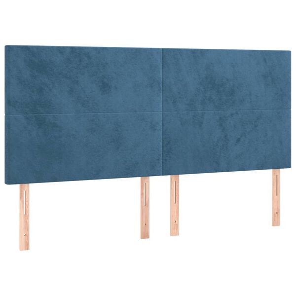 vidaXL Cabecero de cama azul oscuro 160x5x118/128 cm Terciopelo