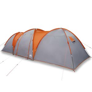 vidaXL Tienda familiar con c&uacute;pula impermeable 8 personas gris naranja
