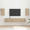 vidaXL Conjunto de mueble de TV Montaje en la pared 5 pcs Roble Sonoma