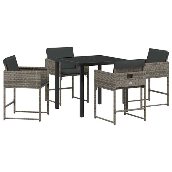 vidaXL Conjunto de Comedor de Jard&iacute;n 5 pcs Gris rat&aacute;n sint&eacute;tico