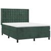 vidaXL Cama box spring con colch&oacute;n terciopelo verde oscuro 140x190 cm