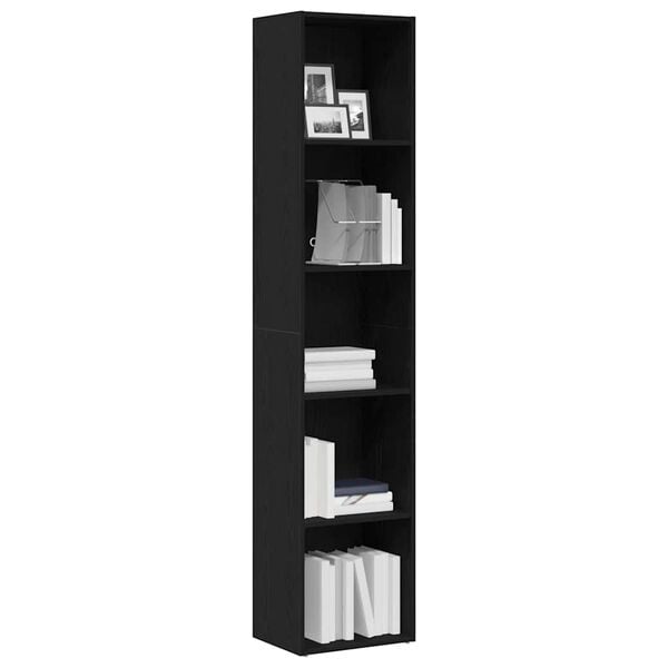 vidaXL Librer&iacute;a de roble negro 40x30x189 cm Madera de ingenier&iacute;a