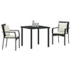 vidaXL Conjunto de Comedor de Jard&iacute;n 3 pcs Negro rat&aacute;n sint&eacute;tico