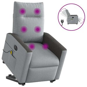 vidaXL Sill&oacute;n de masaje el&eacute;ctrico reclinable elevable tela gris claro