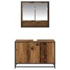 vidaXL Juego de muebles de ba&ntilde;o con estante 2 pcs Madera Vieja