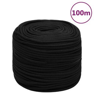 vidaXL Cuerda de trabajo poli&eacute;ster negro 6 mm 100 m