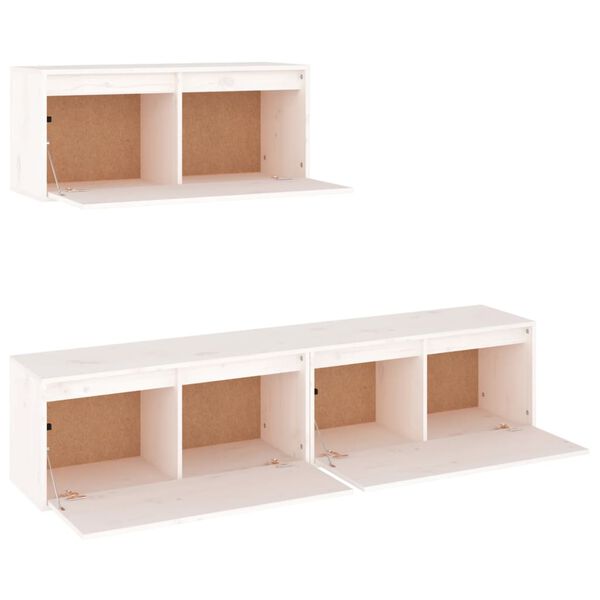 vidaXL Muebles para TV 3 piezas madera maciza de pino blanco