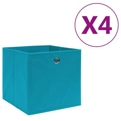 vidaXL Cajas de almacenaje 4 uds tela no tejida azul bebé 28x28x28 cm