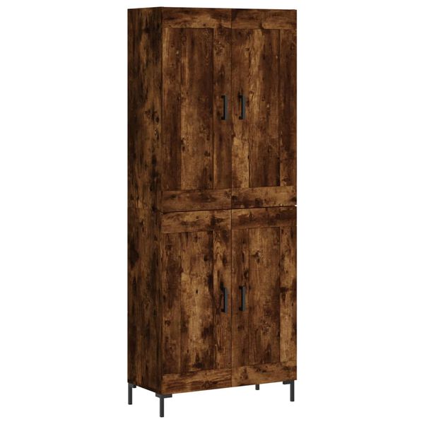 vidaXL Aparador alto madera contrachapada roble ahumado 69,5x34x180 cm