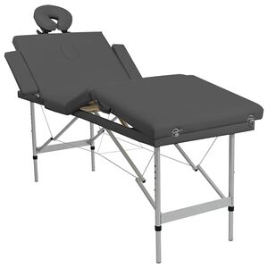 vidaXL Camilla masaje 4 zonas estructura aluminio antracita 186x68 cm