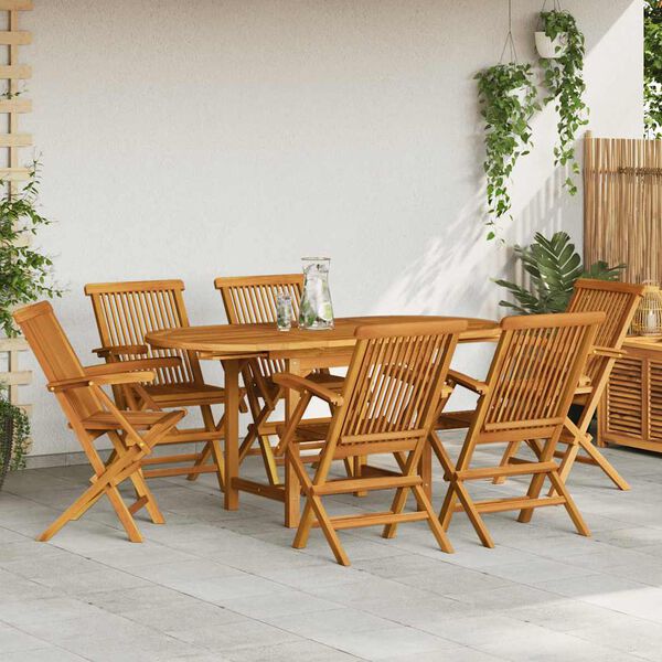 vidaXL Set de comedor de jard&iacute;n 7 piezas de madera maciza de teca