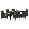 vidaXL Conjunto de Comedor de Jard&iacute;n 7 pcs Negro rat&aacute;n sint&eacute;tico