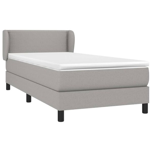 vidaXL Cama box spring con colch&oacute;n tela gris claro 80x200 cm