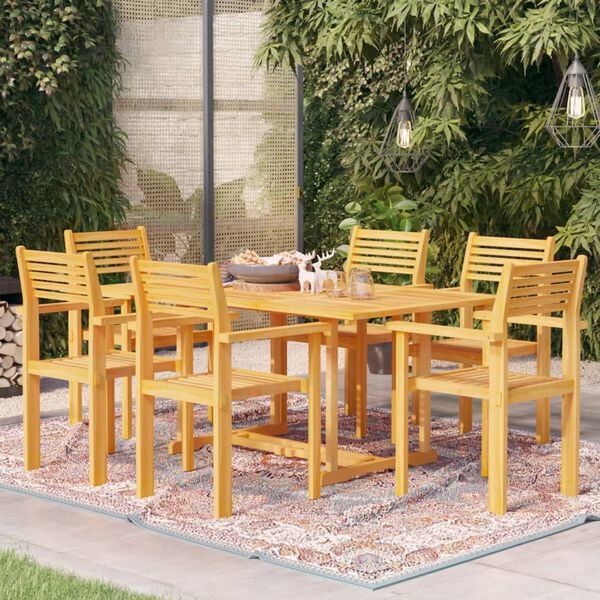 vidaXL Conjunto de comedor de jard&iacute;n 9 piezas madera maciza de teca