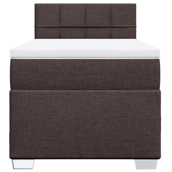 vidaXL Cama box spring con colch&oacute;n tela marr&oacute;n oscuro 90x200 cm
