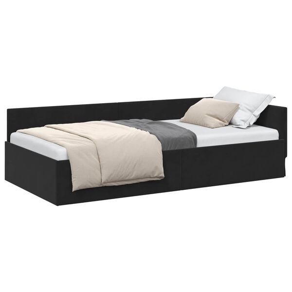 vidaXL Estructura de cama en esquina Negro 80 cm x 200 cm Terciopelo