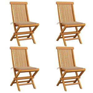 vidaXL Sillas plegables 4 uds con cojines beige madera de teca