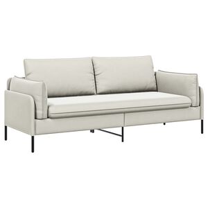 vidaXL Sof&aacute; de 3 plazas Crema 222 x 81 x 89 cm Terciopelo