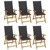 vidaXL Sillas plegables 6 uds y cojines madera maciza acacia