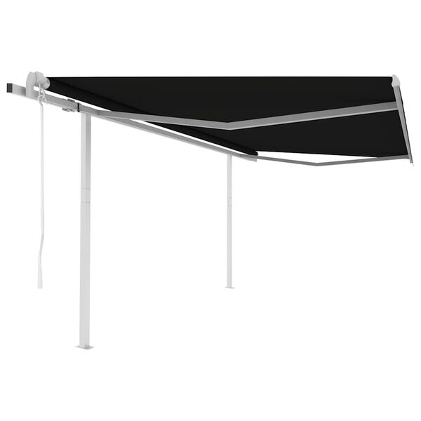 vidaXL Toldo retr&aacute;ctil autom&aacute;tico con postes gris antracita 4,5x3 m