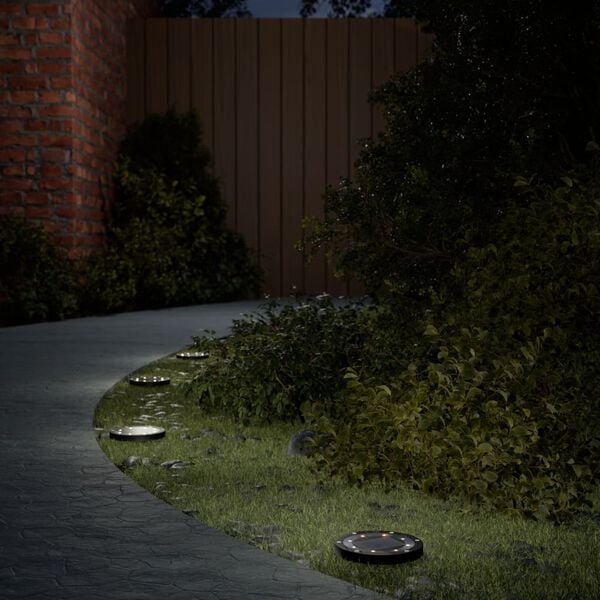 vidaXL Luces solares suelo jard&iacute;n con picos tierra blanco c&aacute;lido 4 uds