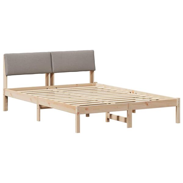 vidaXL Estructura de cama con cabecera Marr&oacute;n y taupe 150 x 200 cm