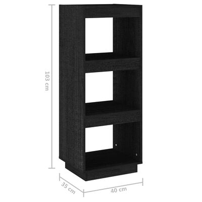 vidaXL Estantería/divisor de espacios madera pino negro 40x35x103 cm