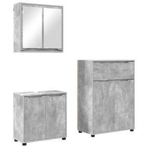 vidaXL Juego de muebles de ba&ntilde;o con caj&oacute;n Manual 3 pcs Gris Concreto