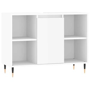 vidaXL Mueble de ba&ntilde;o madera de ingenier&iacute;a blanco brillo 80x33x60 cm