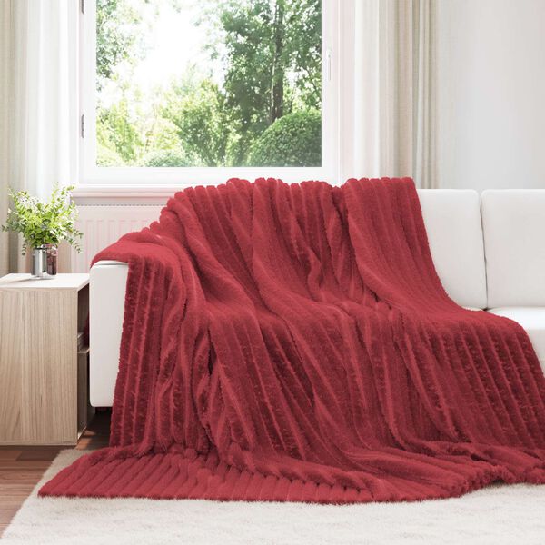 vidaXL Manta Rojo Burdeos 240 x 220 cm Lana