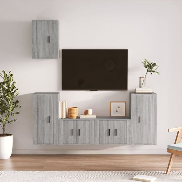 vidaXL Set de muebles para TV 5 pzas madera contrachapada gris Sonoma