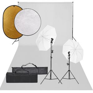 vidaXL Kit de estudio fotogr&aacute;fico con set de luces, fondo y reflector