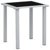 vidaXL Mesa de jard&iacute;n acero y vidrio negro y plateado 41x41x45 cm