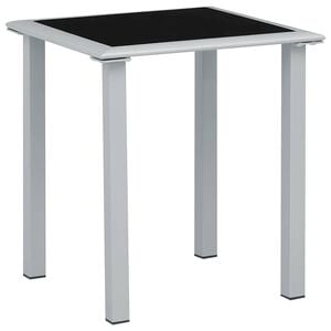 vidaXL Mesa de jard&iacute;n acero y vidrio negro y plateado 41x41x45 cm