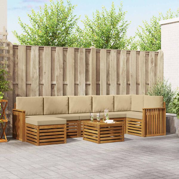 vidaXL Conjunto de Sof&aacute; Seccional con coj&iacute;n 8 pcs Natural y Beige