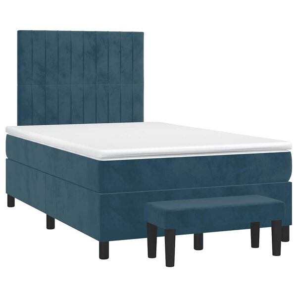 vidaXL Cama box spring con colch&oacute;n terciopelo azul oscuro 120x200 cm