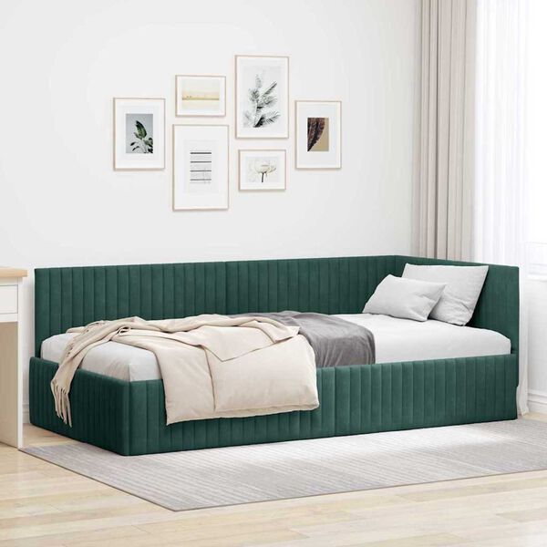 vidaXL Estructura de cama en esquina Verde oscuro 100 cm x 200 cm