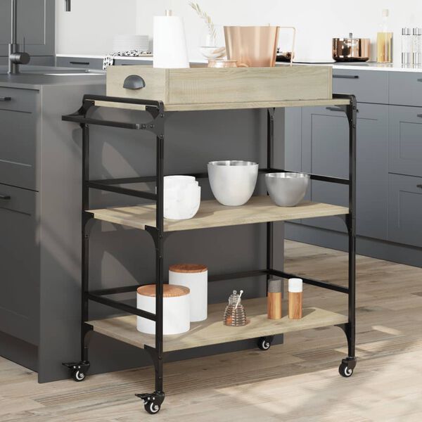 vidaXL Carrito de cocina madera ingenier&iacute;a roble Sonoma 81,5x41x92,5cm
