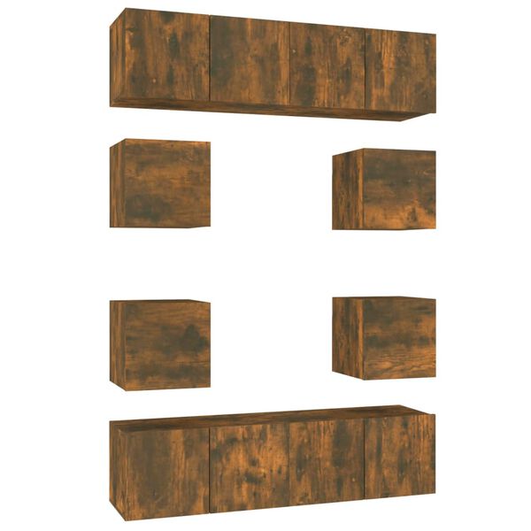 vidaXL Set de muebles de TV 8 pzas madera contrachapada roble ahumado