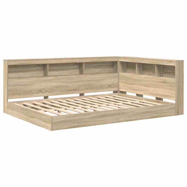 vidaXL Cama con Estanter&iacute;a con cabecera Roble Sonoma 160 x 200 cm