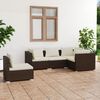 vidaXL Set muebles de jard&iacute;n 5 piezas y cojines rat&aacute;n sint&eacute;tico marr&oacute;n