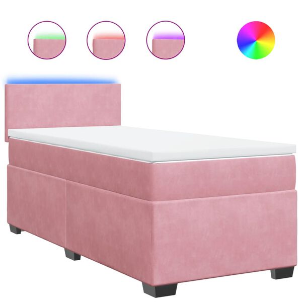 vidaXL Cama box spring con colch&oacute;n terciopelo rosa 80x200 cm