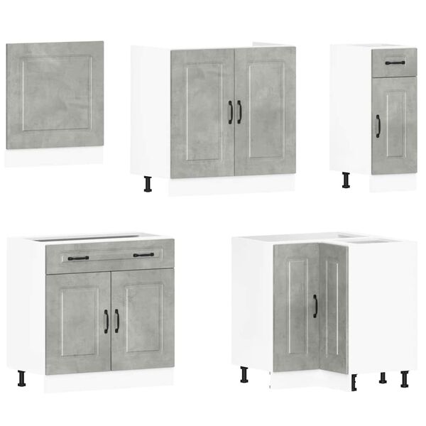 vidaXL Mueble cocina Kalmar gris hormig&oacute;n 11 pzas madera contrachapada