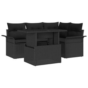 vidaXL Conjunto de sof&aacute; de jard&iacute;n 5 uds. Negro