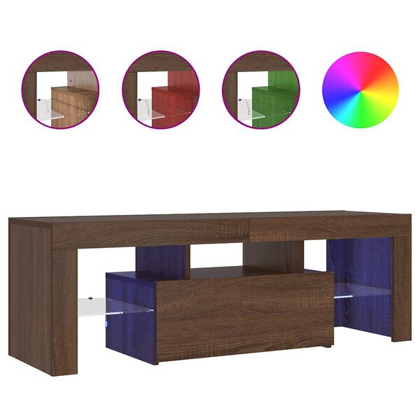 vidaXL Mueble de TV con luces LED marr&oacute;n roble 120x35x40 cm