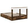 vidaXL Cama con almacenamiento con cabecera Roble ahumado 135 x 190 cm