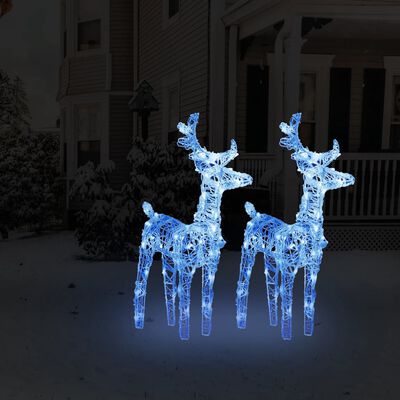 vidaXL Renos de Navidad 2 unidades 80 LED acrílico azul