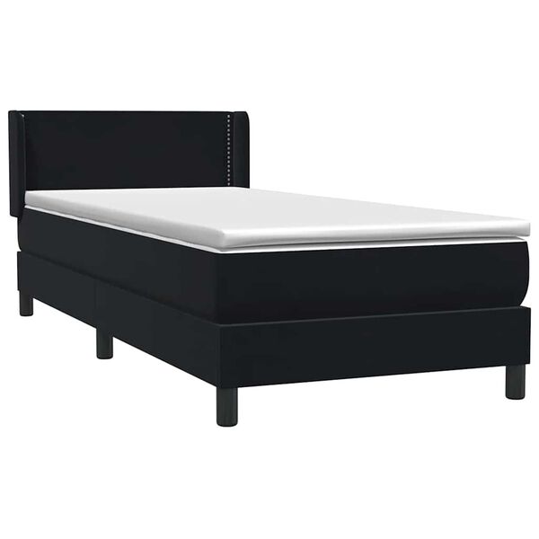 vidaXL Cama box spring con colch&oacute;n cuero sint&eacute;tico negro 90x210 cm
